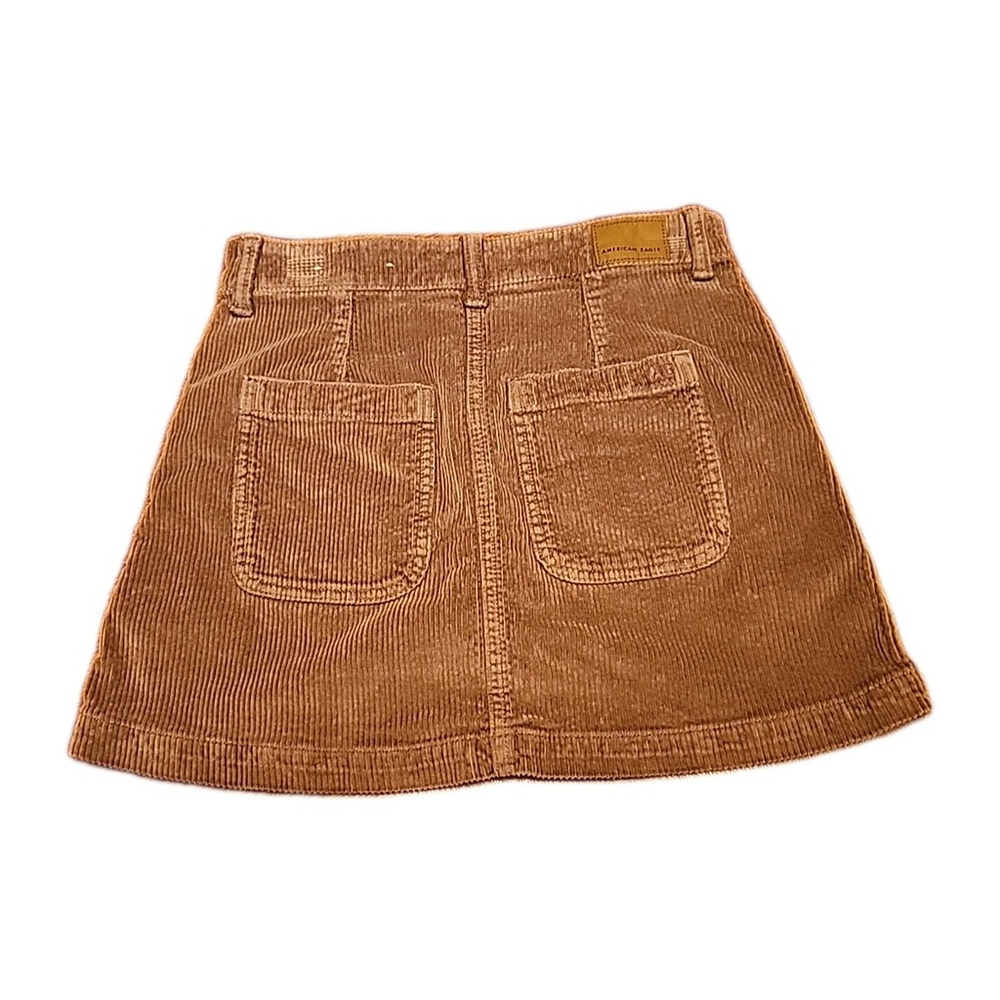 American Eagle Women's Corduroy Mini Skirt Taupe Size 4 Zipper Front - Picture 2 of 6